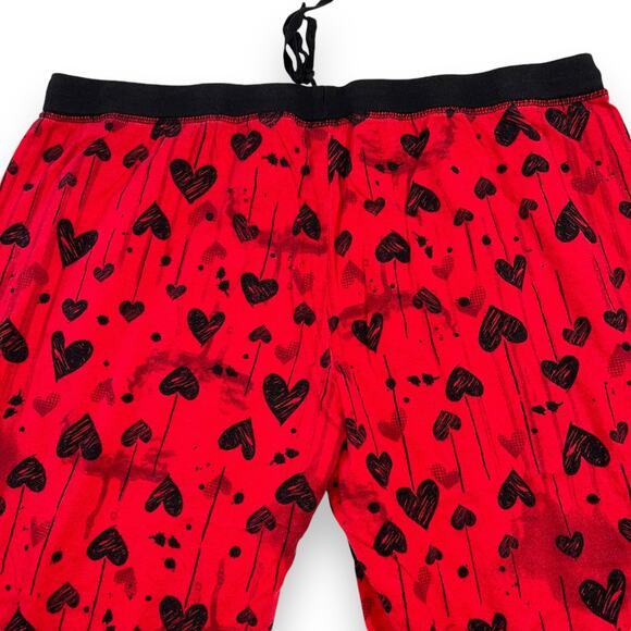 Disneys Tinker Bell Womens Pajama Lounge Pants Capris Red Black Heart Print 2X - Picture 6 of 11